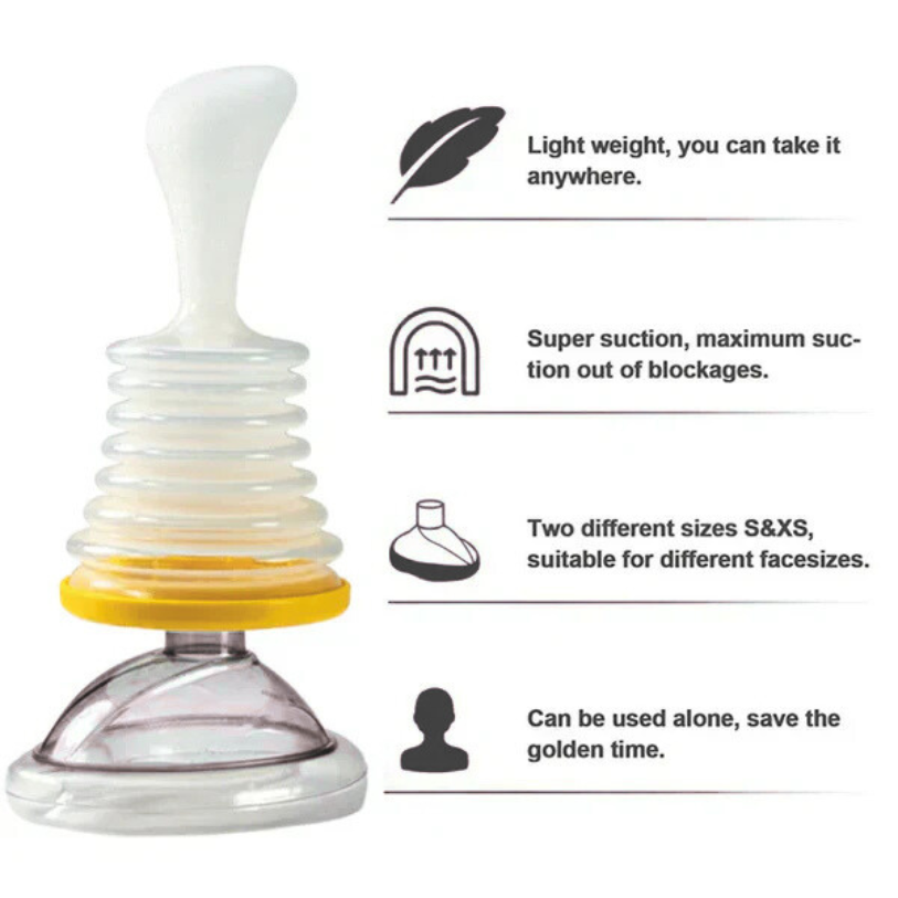 Grabora anti-choking device for emergency airway relief at home and on the go